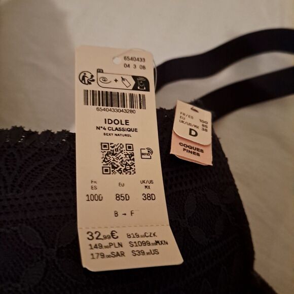 Etam IDOLE Bra No.4 Classique Lightly Lined Demi Bra Anthracite‎ 38D - Picture 12 of 16